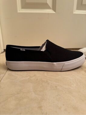 Women’s Keds Double Decker Black Canvas Slip On
